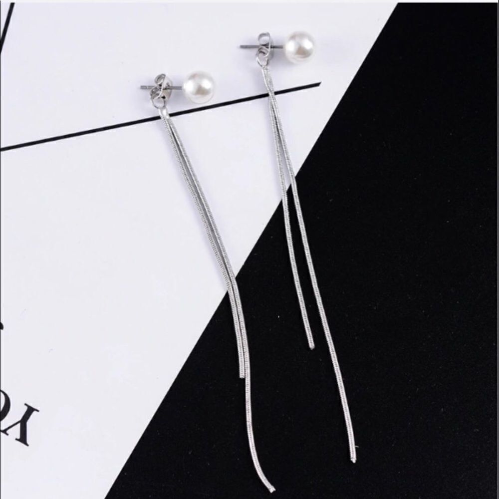 A080 NEW ELEGANT PEARL TASSEL EARRINGS